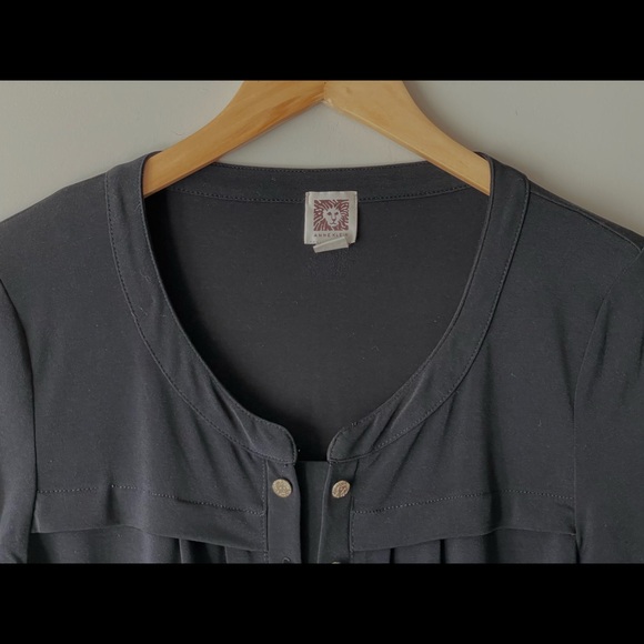 Anne Klein Black Blouse with Gold tone Buttons - Picture 3 of 6